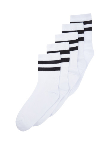 Trendyol White 5 Pack Cotton Striped College-Tennis-Medium Socks