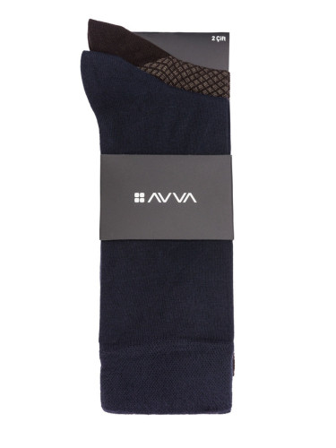 Avva Men's Brown Patterned 2-Pack Socket Socks