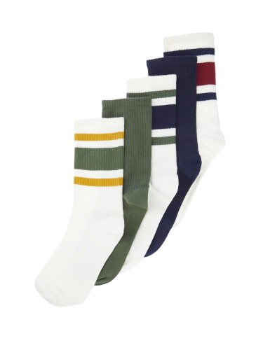 Trendyol Multicolored 5 Pack Cotton Striped College-Tennis-Medium Socks