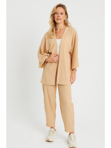 Cool & Sexy Women's Cress Kimono Suit Camel Q983