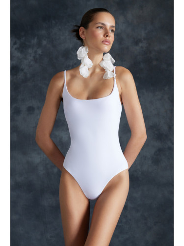 Trendyol White Square Neck Regular Swimsuit