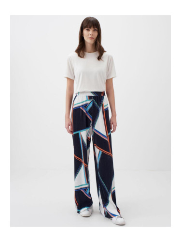 Jimmy Key Mixed High Waist Wide Leg Pleated Patterned Trousers
