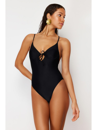 Trendyol Black Balconette Tied Regular Swimsuit