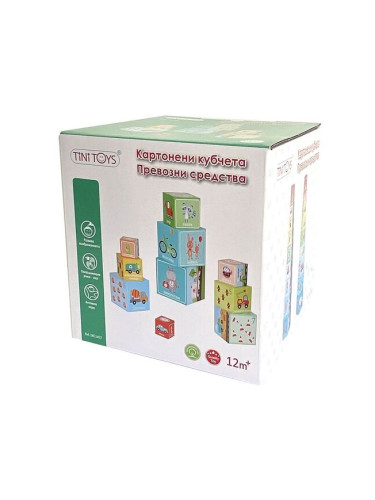  Кула от картонени кубчета за най-малките Tini Toys - "Превозни средства"