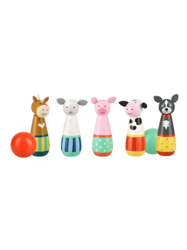 Дървен Боулинг "Животни" от серия "Farm Animals", Orange Tree Toys