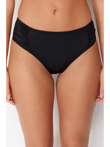 Trendyol Black Draped High Waist Hipster Bikini Bottom