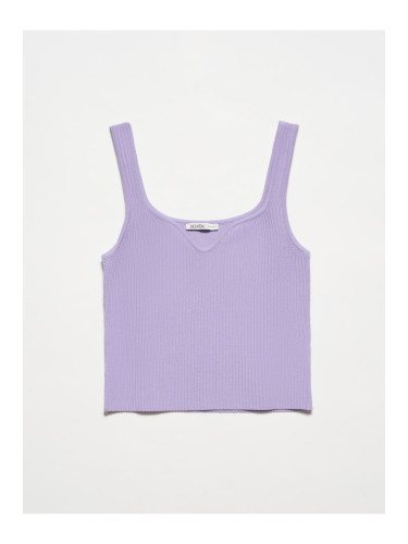 Dilvin 10384 Square Neck Decollete Knitwear Undershirt-Lavender