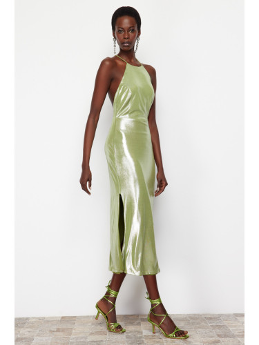 Trendyol Light Green Metallic Look Knitted Dress