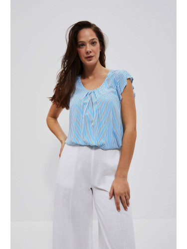 Marisse Women's Shirt L-Ko-4036 White_Fresh Blue