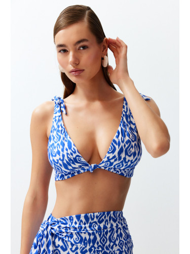 Trendyol Ethnic Patterned Bralette Knotted Bikini Top