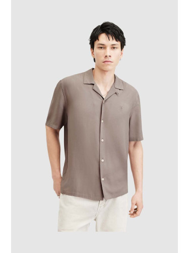 Риза AllSaints мъжка в бежово със стандартна кройка