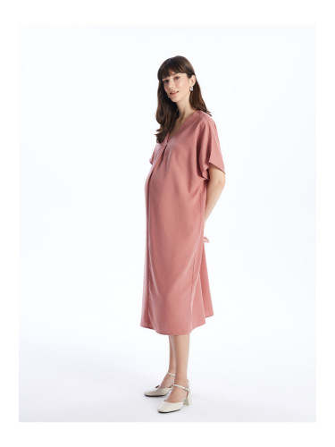 LC Waikiki V-Neck Straight Short Sleeve Oversize Maternity Dress