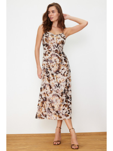 Trendyol Multicolor A-line Animal Pattern Foil Printed Midi Woven Dress