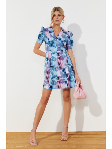 Trendyol Multicolor A-line Print Balloon Sleeve Mini Woven Dress