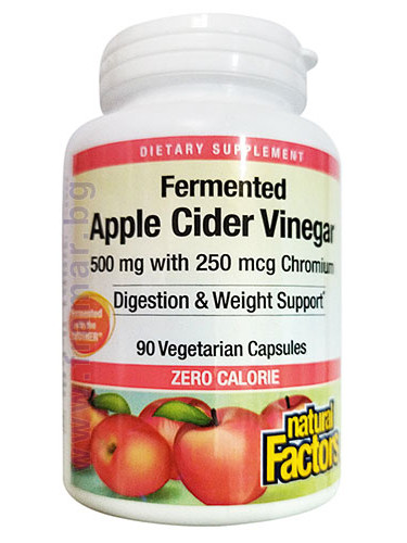 ЯБЪЛКОВ ОЦЕТ + ХРОМ капсули 500 мг * 90 NATURAL FACTORS