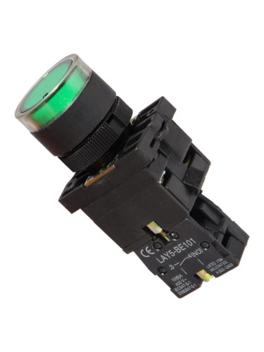 Панелен превключвател, бутон, ф22mm, 10A/240VAC, 2 позиции, SPST, LAY5-EW3371