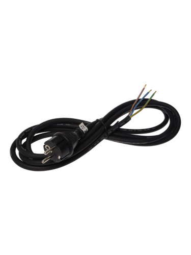 Захранващ кабел 3х1.5mm2, 3m, шуко, черен, гумиран