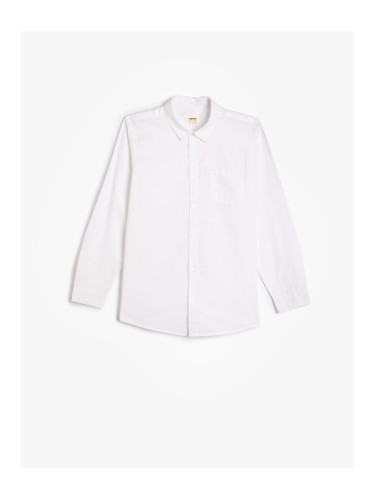 Koton Shirt Pocket Detailed Long Sleeve Cotton Classic Collar