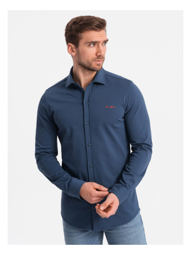 Ombre Men's cotton single jersey knit REGULAR shirt - blue