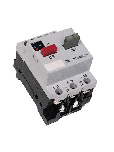 Моторна защита по ток, (АТ00) DZ108-1, трифазна, 8-12.5 A, NO+NC, 6A/380VAC