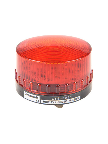 Сигнална мини LED лампа червена, 12 VDC, 2 W LTE-5061, строб
