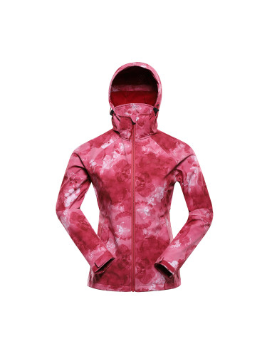 Red women's patterned softshell jacket ALPINE PRO HOORA