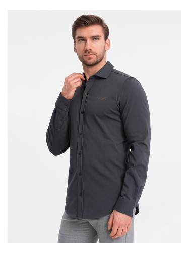 Ombre Men's REGULAR cotton single jersey knit shirt - graphite