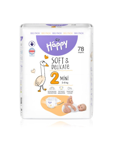 BELLA Baby Happy Soft&Delicate Size 2 Mini еднократни пелени 3-6 kg 78 бр.