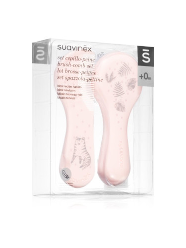 Suavinex Tigers Brush-comb Set комплект за деца от раждането им Pink 2 бр.