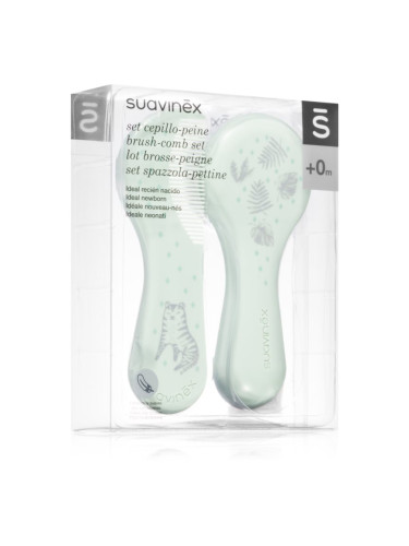 Suavinex Tigers Brush-comb Set комплект за деца от раждането им Green 1 бр.