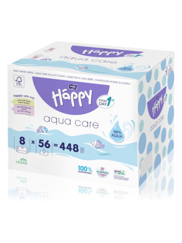 BELLA Baby Happy Aqua care мокри почистващи кърпички за деца 8x56 бр.