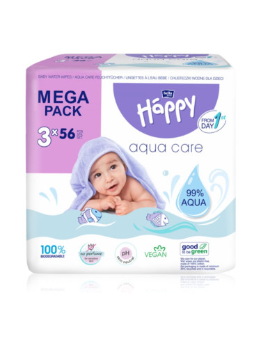 BELLA Baby Happy Aqua care мокри почистващи кърпички за деца 3x56 бр.