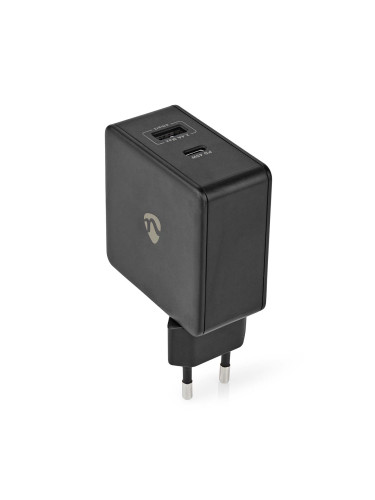 Зарядно за телефон, USB и USB Type-C, 230VAC, 5VDC, 57W, черно, NEDIS