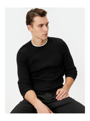 Koton Slim Fit Sweater Knitwear Textured Collar Detailed Long Sleeve