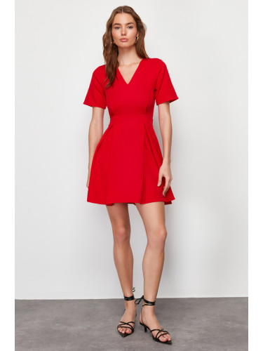 Trendyol Red Belted Waist Opening Mini Woven Dress