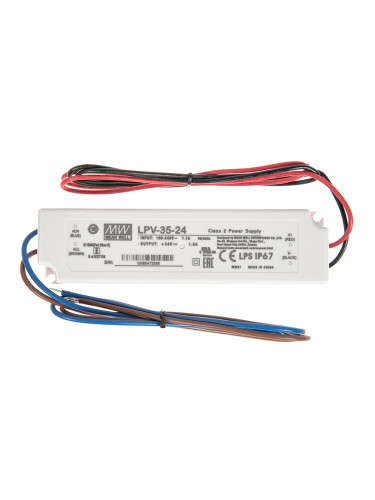 Импулсно захранване 1.5A/24VDC,  36W,  IP67,  LPV-35-24,  постоянно напрежение