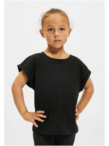 Girls' organic T-shirt with extended shoulder black