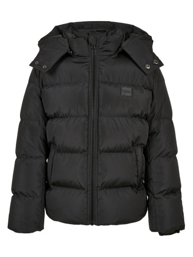 Puffer Boys' Jacket with Hood Black