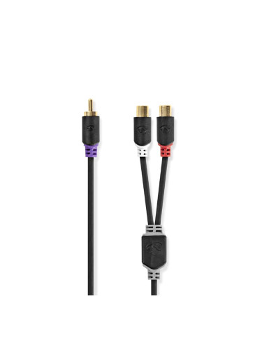 Аудио кабел, за Subwoofer, моно, RCA/m - 2xRCA/f, 0.2m, CABW24010AT02, NEDIS