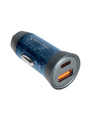 Автомобилно зарядно за телефон с USB Type-C, USB, 12~24VDC, 5VDC, 43W, син, KM0872, Kruger&Matz