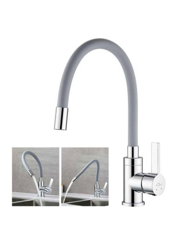 Смесител за кухня гъвкав, с керамична батерия MIXXUS SUS-011 Refl Grey ET8478