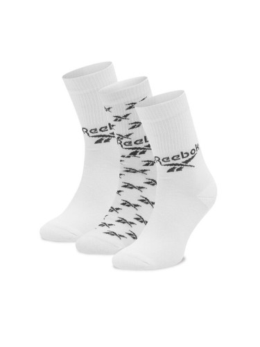 Reebok Комплект 3 чифта дълги чорапи мъжки Cl Fo Crew Sock 3P GG6682 Бял
