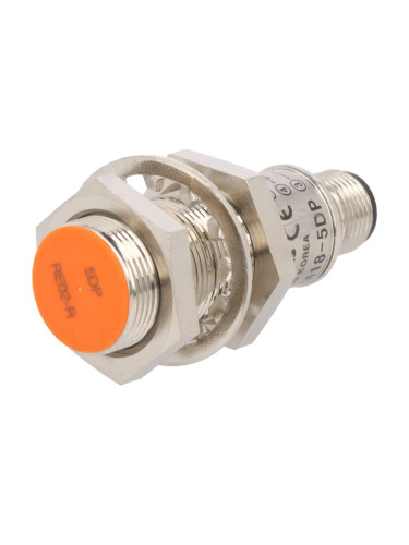 Индуктивен датчик PRCM18-5DP, 10~30VDC, PNP, NO, 5mm, M18x54mm, екраниран за куплунг