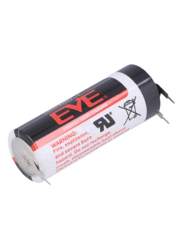Батерия, литиева, EVE ER18505 PFR, ф18.7x50.5mm, 18505, 3.6VDC, 3800mAh