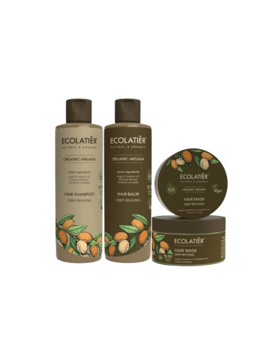 Ecolatier - Възстановяваща серия за коса с арган - Шампоан, Балсам и маска