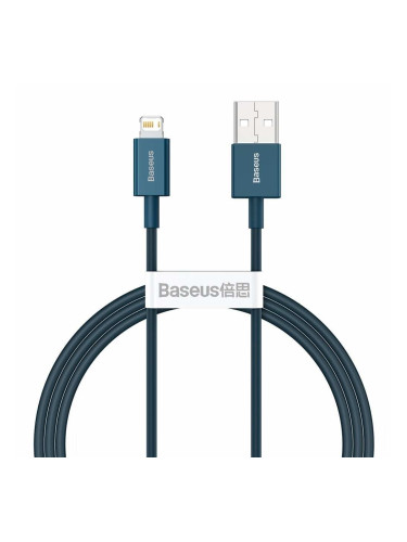 Кабел Baseus Superior Lightning Blue (CALYS-A03), от USB-A(м) към Lightning(м), 1m, 2.4A/12W, син