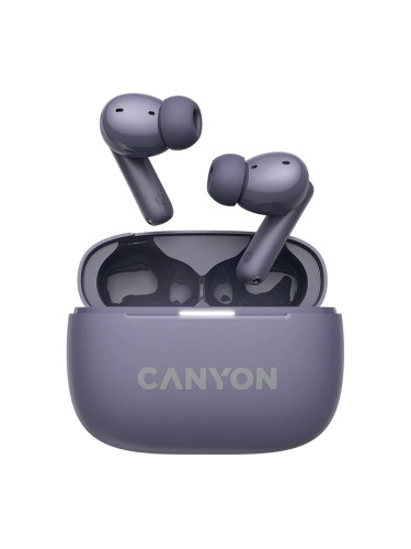 Слушалки Canyon OnGo 10 ANC (CNS-TWS10PL), безжични, микрофон, Bluetooth, шумопотискащи, лилави