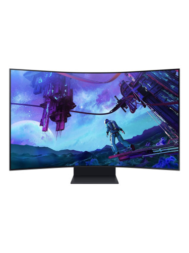 Монитор Samsung Odyssey Ark LS-55CG970N (2023), 55" (139.7cm) VA Curved панел, 165Hz, 4K/UHD, 1ms, HDR, 600cd/m2, DisplayPort, HDMI, USB, Wi-Fi, LAN