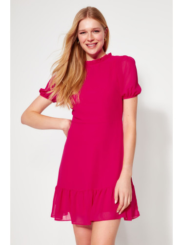 Trendyol Fuchsia A-Cut Flounce Chiffon Lined Woven Woven Dress