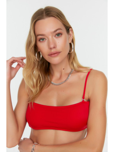 Trendyol Red Back Detail Bandeau Bikini Top